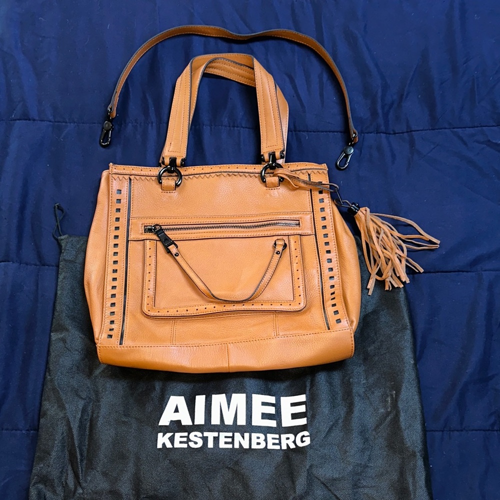 Aimee Kestenberg Brown Leather Tote with Tassel